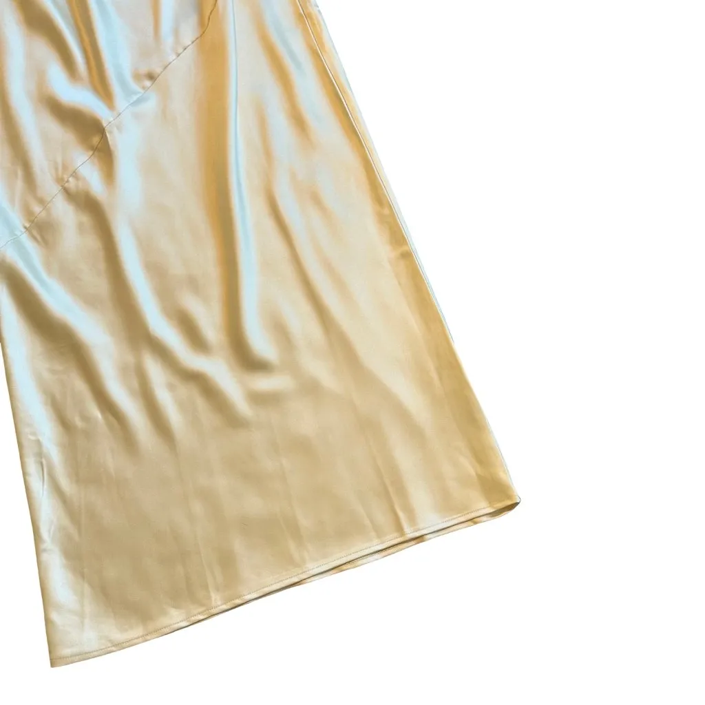 Billy J Frida Maxi Dress Yellow Satin Creamy Buttery Gown Size 14 Women's NWT - Image 4