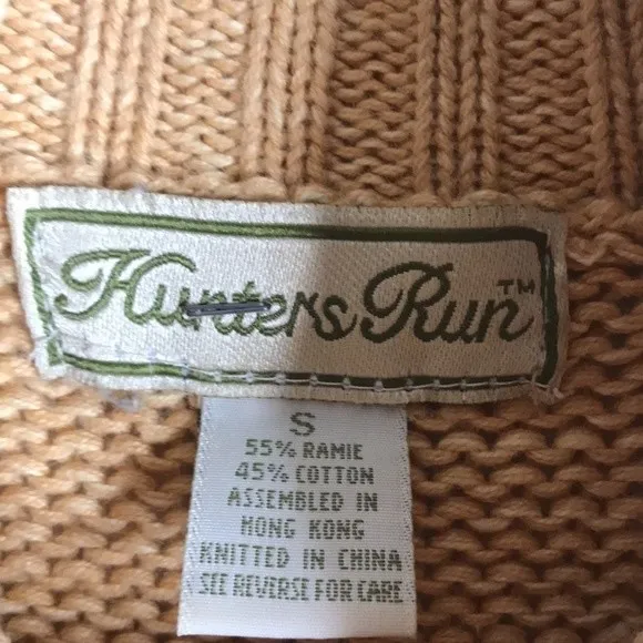 Vtg HUNTERS RUN TURTLENECK long SWEATER cable knit size small ladies Size L - Image 5