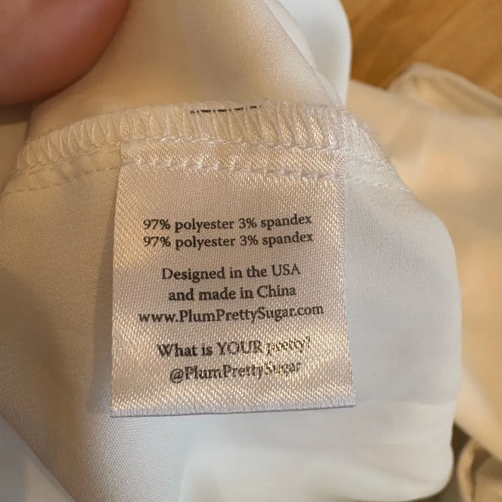 Plum Pretty Sugar Satin Bridal Pajamas White Size M/L - Image 13