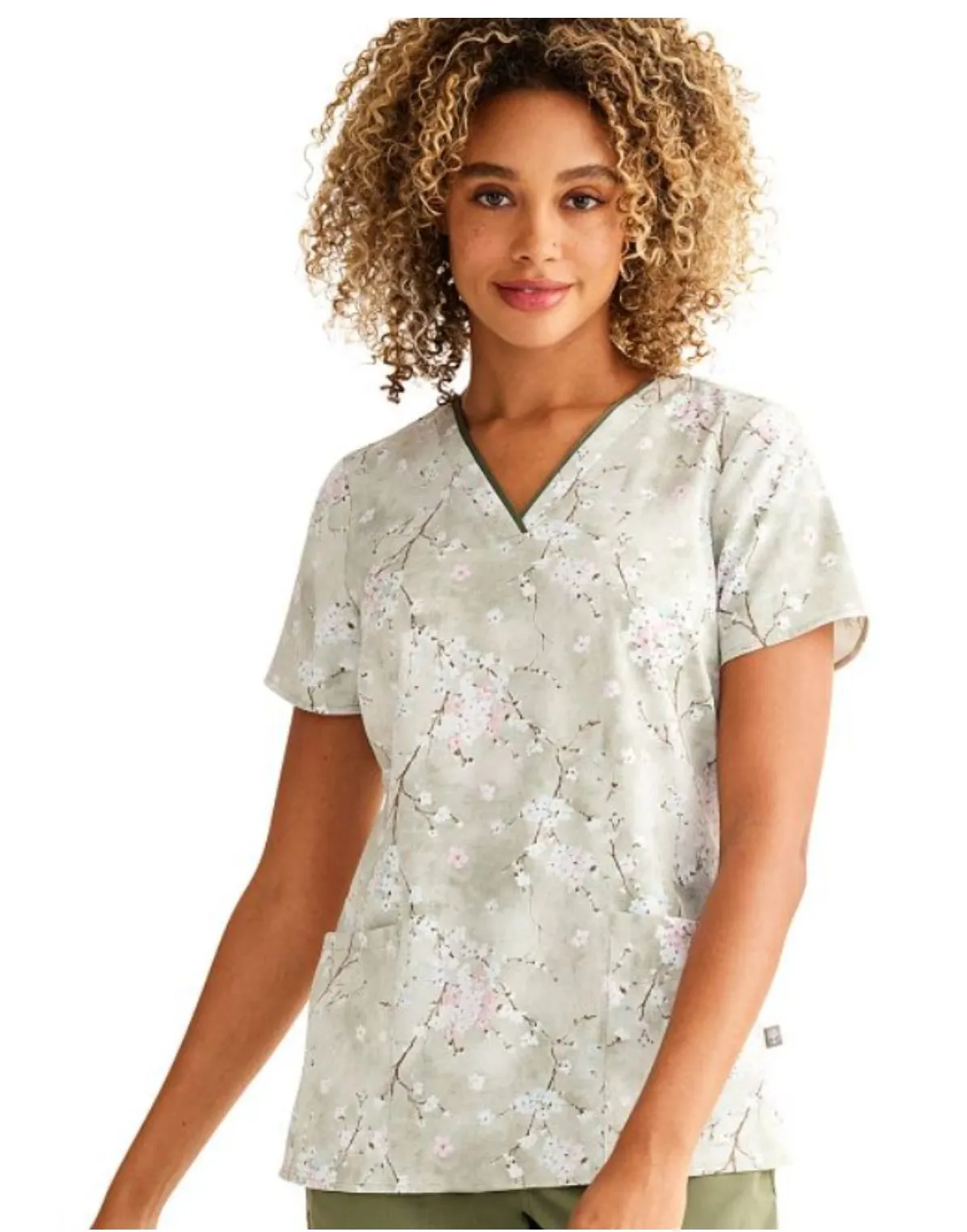 NWT Healing Hands Amanda Charmed Florals V Neck Scrub Top Nursing Massage M - Image 1