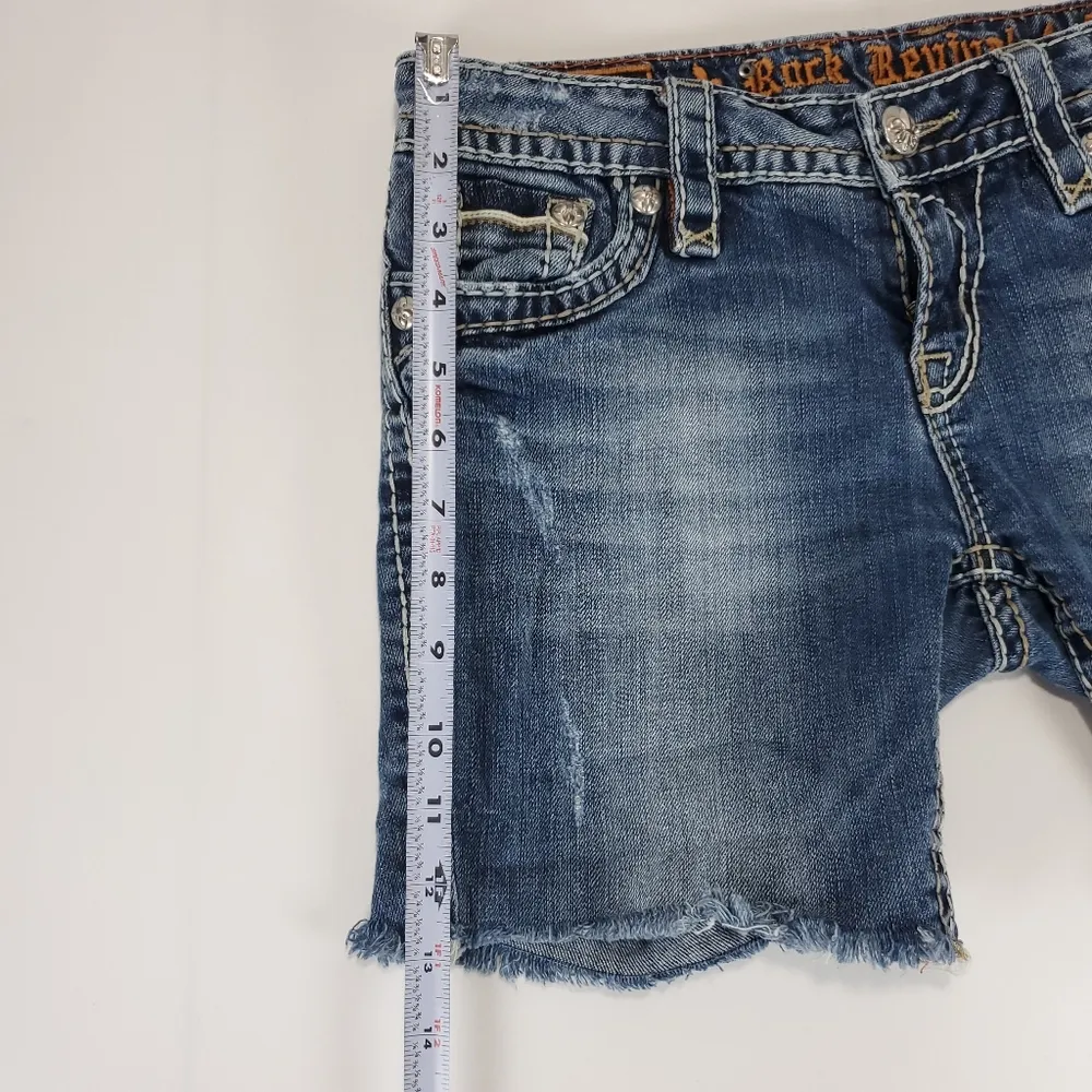 Rock Revival Blue Distressed Jean Shorts - Image 16