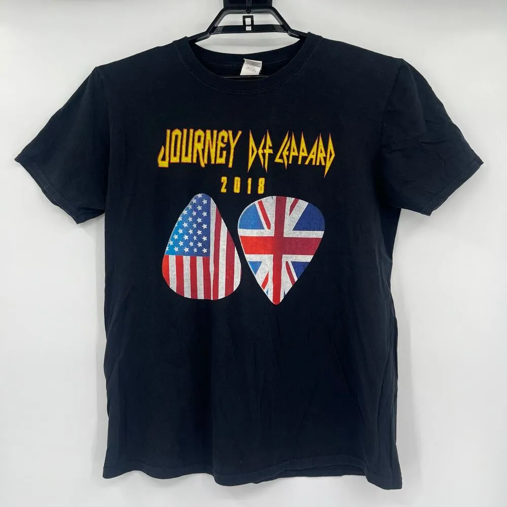 JOURNEY DEF LEPPPARD Band T-Shirt Sz Large Black Concert Tour Graphic Flag - Image 11