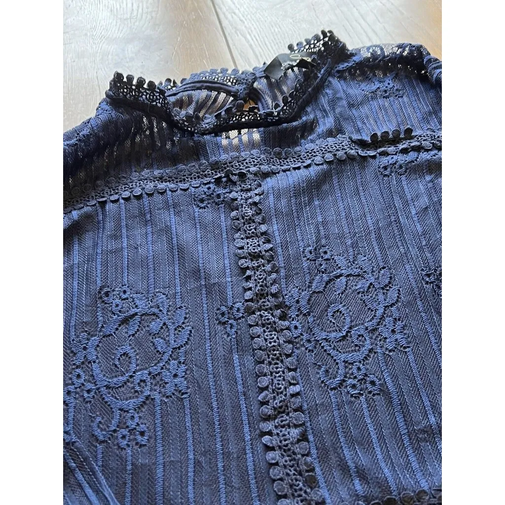 SUZANNE BETRO Navy Blue Lace Bodice Pleated Dress Women's Size XL - NWT $100‎ - Image 5