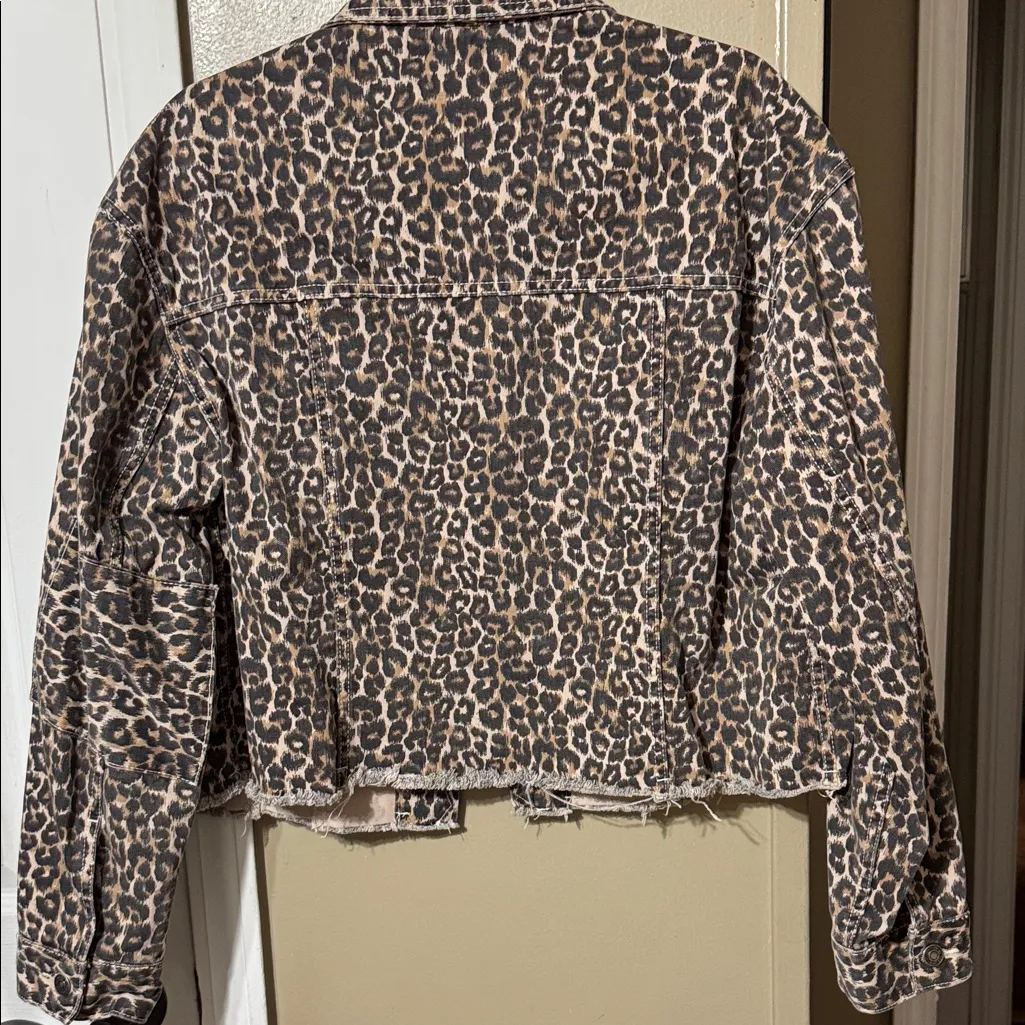 Free People Leopard Print Jean Jacket - Image 6