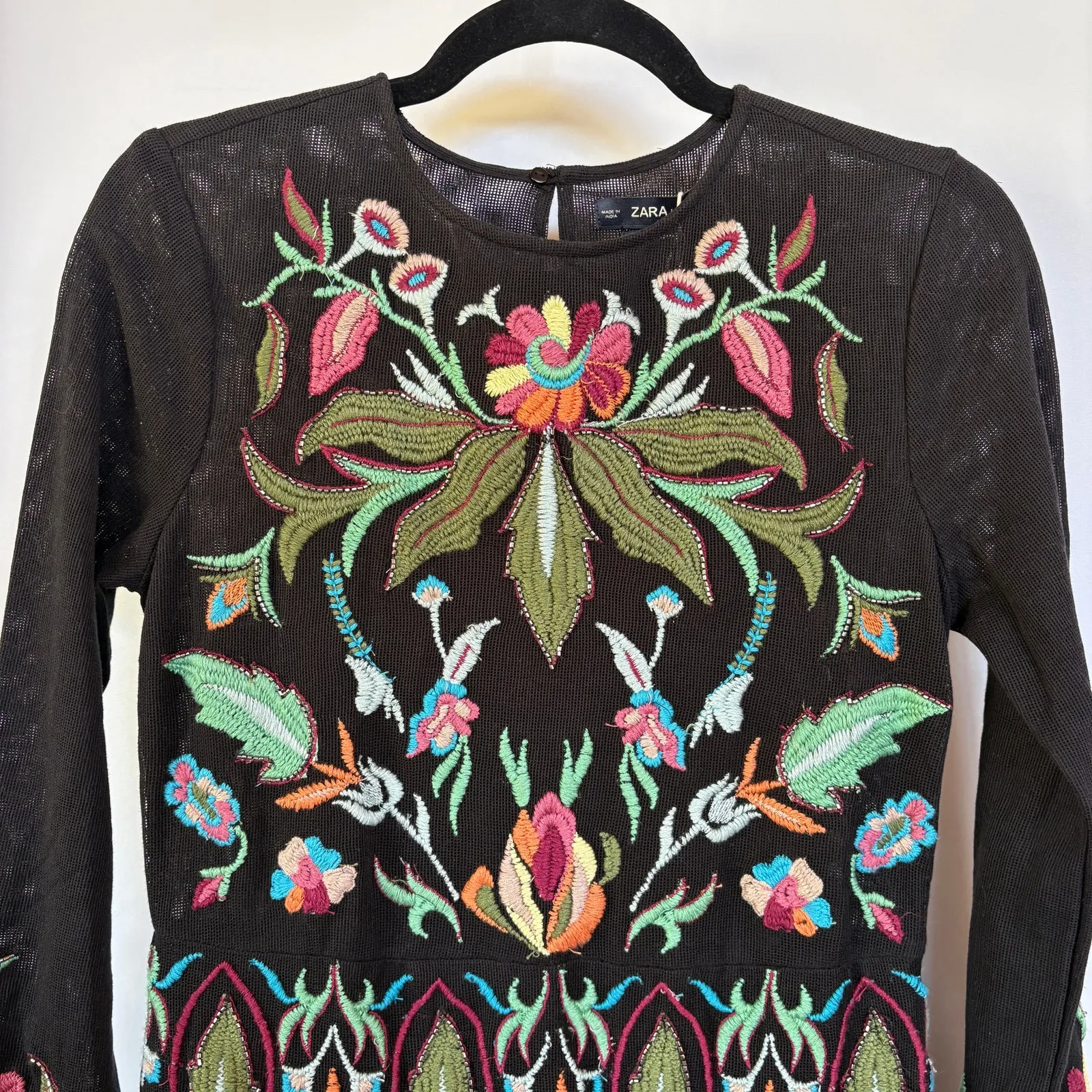 Zara Knit Beaded Embroidered Dress Boho Floral Wedding Guest Whimsygoth Small - Image 8