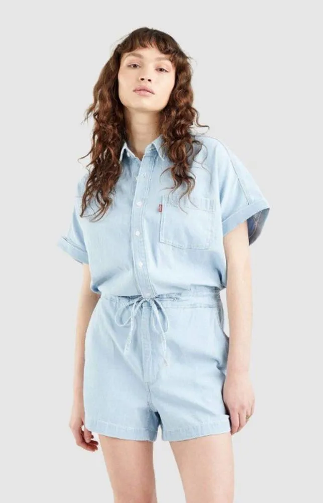 NWT LEVIS Roomy Overalls Romper Female Levis Light Jeans Color - Image 3