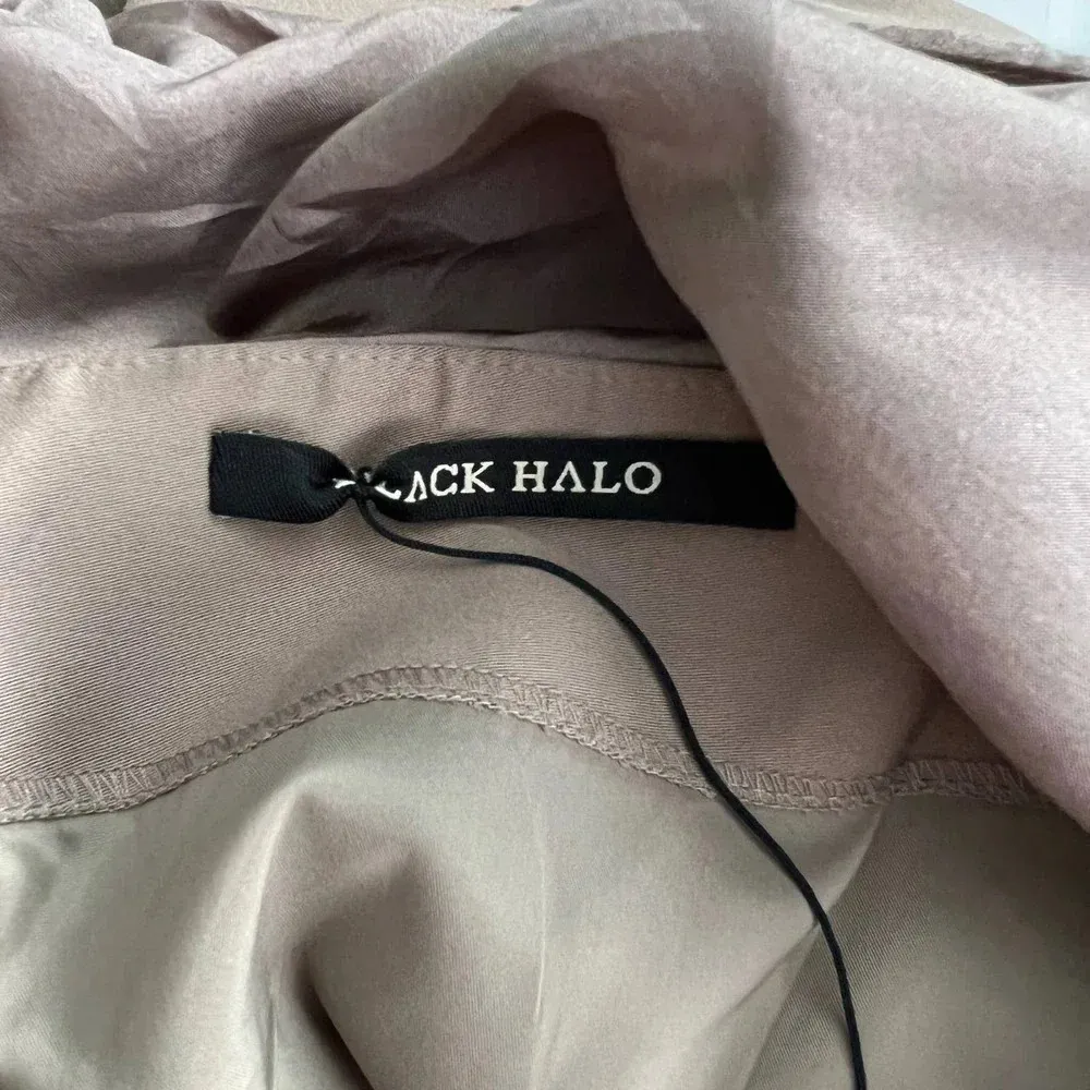 Black Halo‎ Satin Top Halter Mini Bodycon Dress Taupe Mauve Size 2 - Image 11