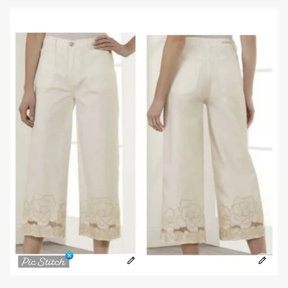 Soft Surroundings The Ultimate Wide Leg Crop Jeans Embroidered - Image 2