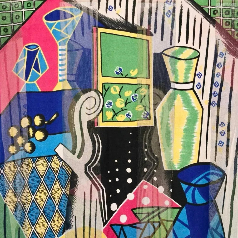 Vintage Music Picasso colorful artsy scarf Blue - Image 3