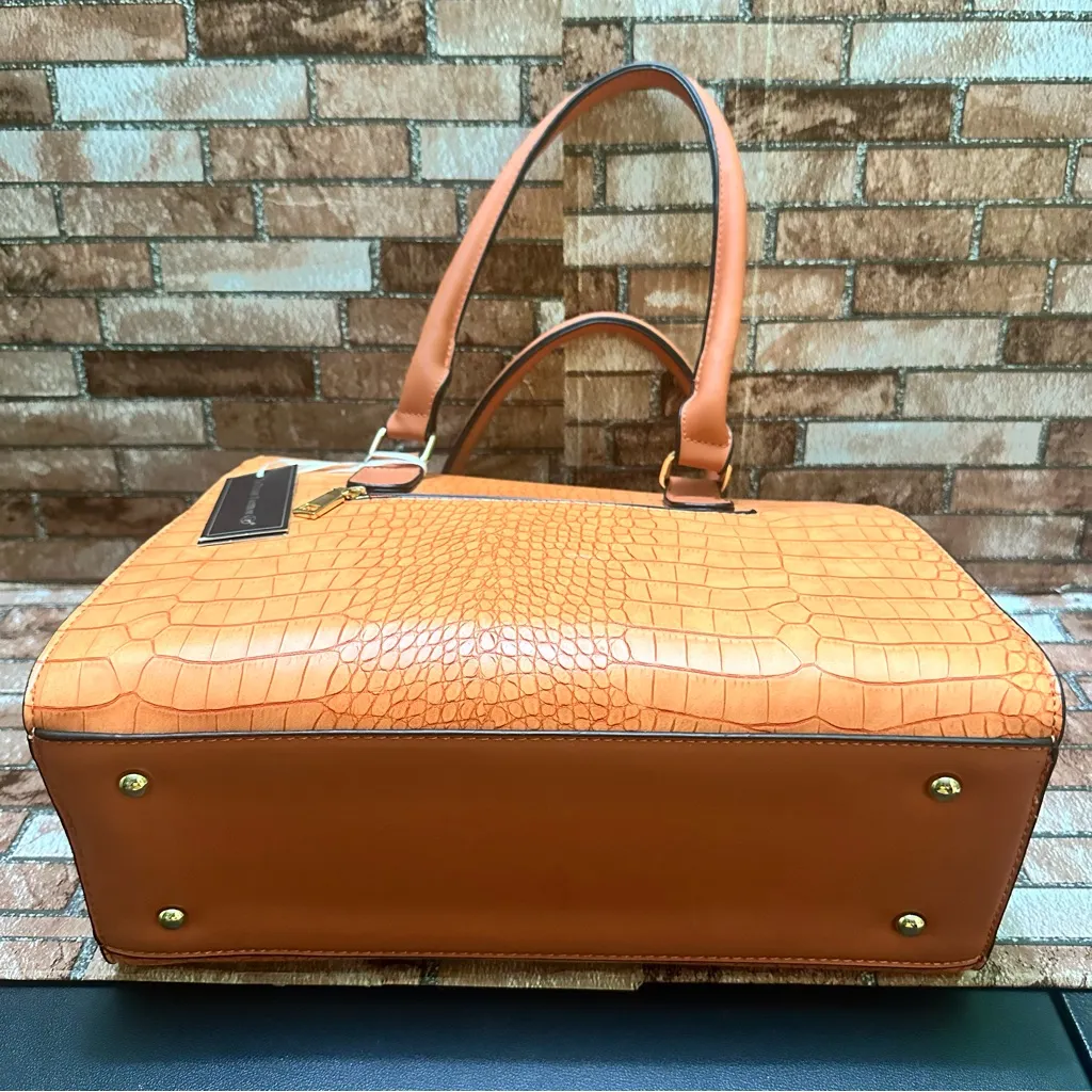 LA TERRE FASHION Luxurious Tan/Orange Shoulder Bag Orange - Image 5