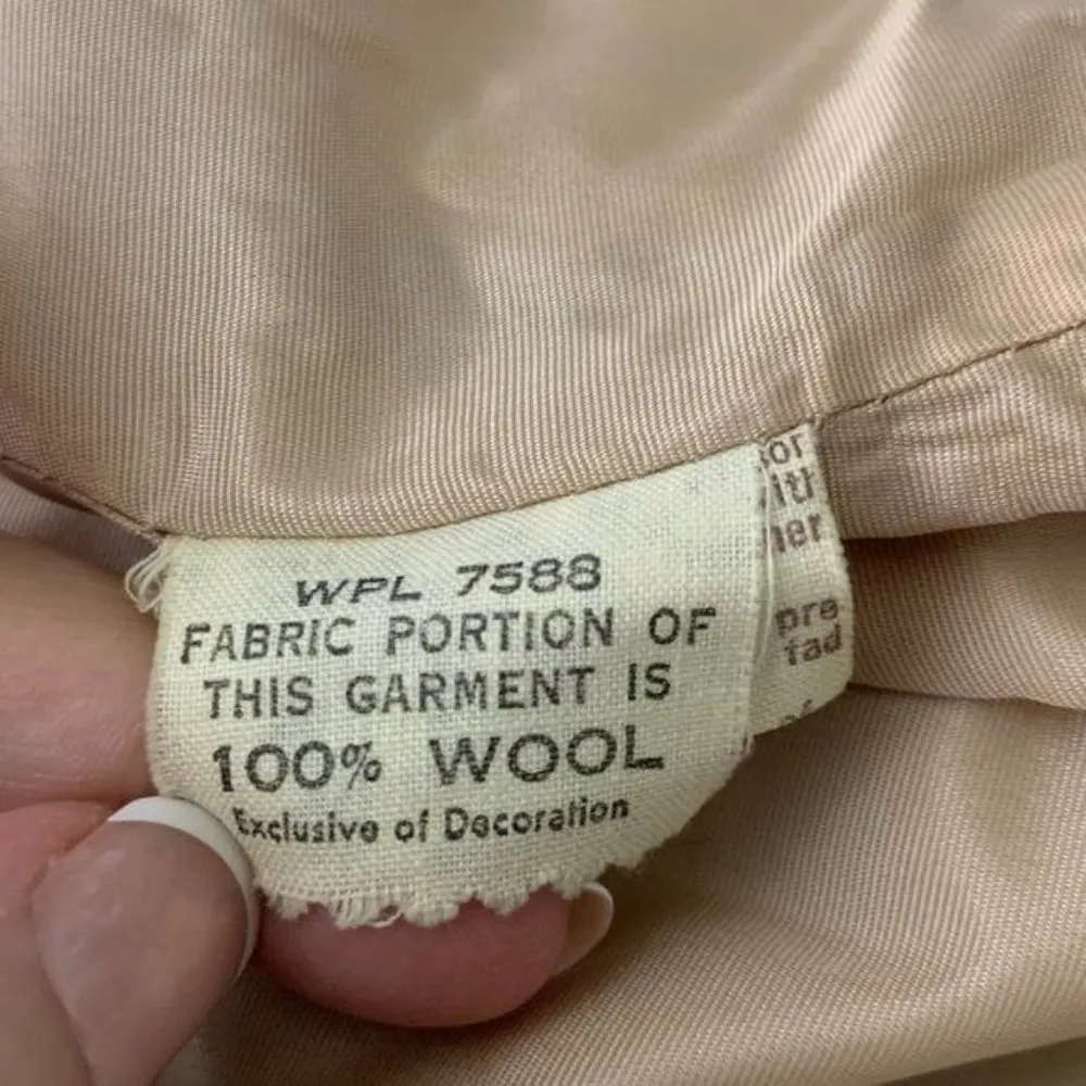 Buttons Vintage 60s Suede Wool Open Front Jacket S Brown Knit Pockets  Lined - Image 9