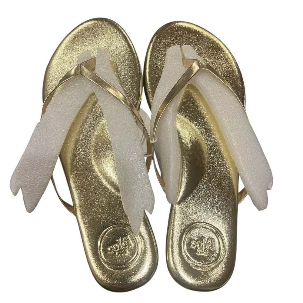 NWT Revolve Solei Sea Indie Metallic Gold Thong Sandal with arch support size 7 - Image 2