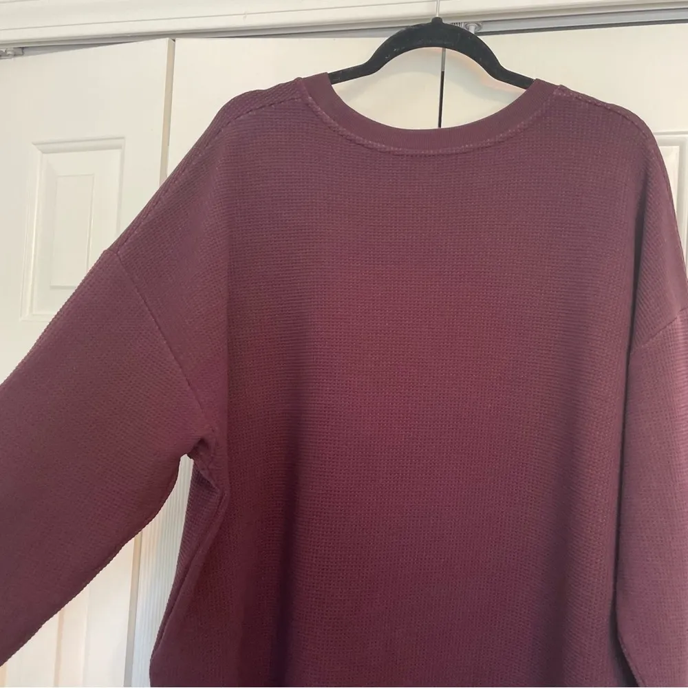 Athleta Coaster Luxe Waffle Sweatshirt Sz 2X Pullover Burgandy Purple Athleisure - Image 9