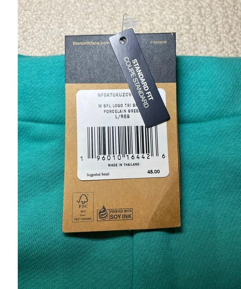 NWT The North Face Women Large Evolution Short Green Aqua Teal Sweatshirt Fabric - Image 6