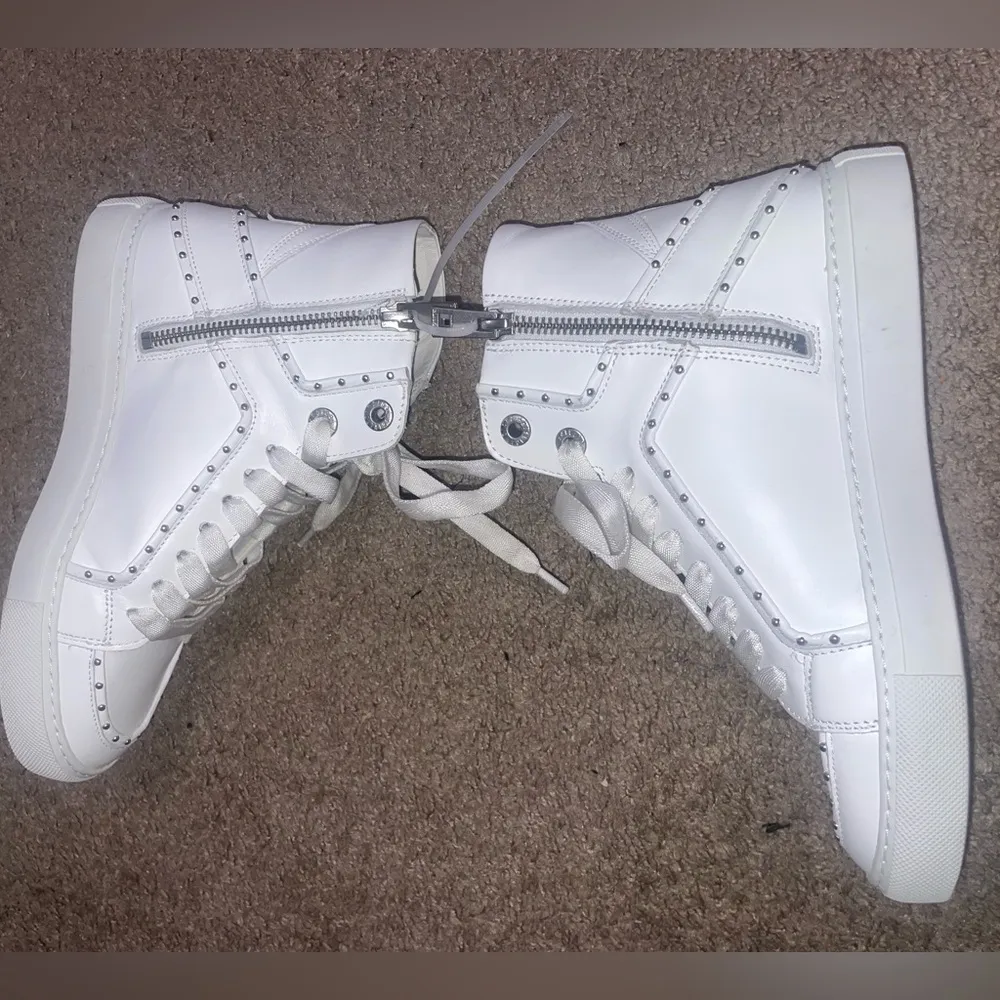 Zadig & Voltaire Leather High-Top Platform Lightning Blot Zipper Studded Sneaker - Image 10