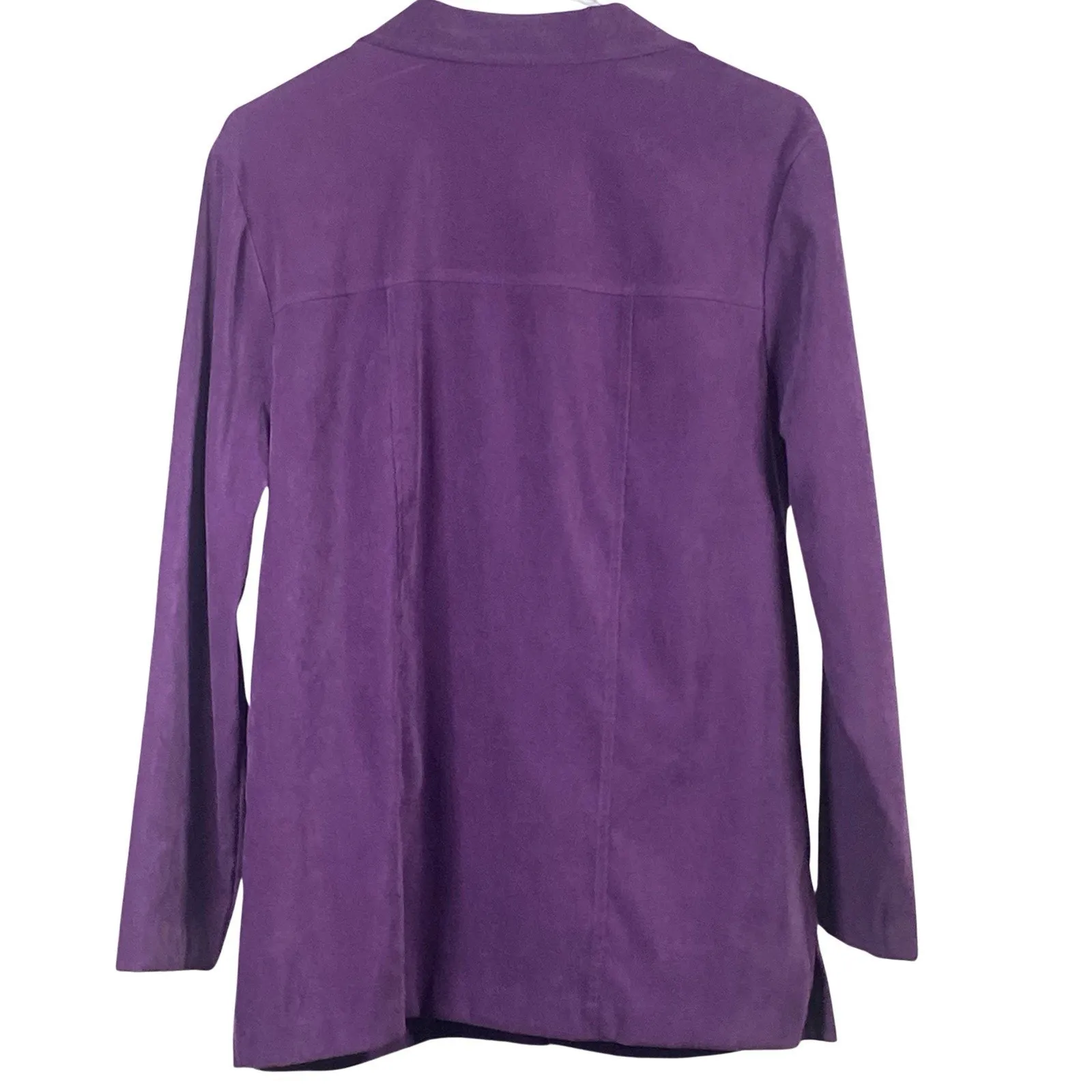 Sag Harbor Button Front Shirt Womens 10 Purple Long Sleeve Stretch Faux Suede - Image 2