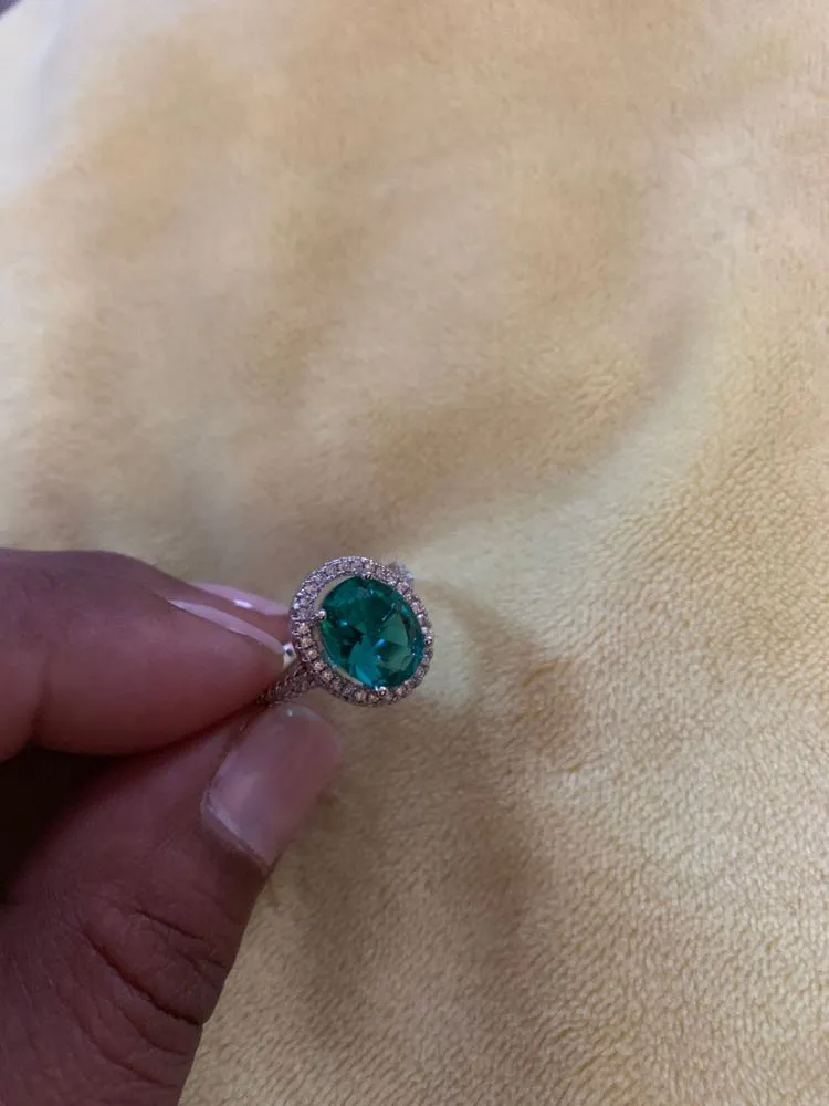 Australian Crystal Oval Stone Ring Dipped In White Gold... Blue - Image 2