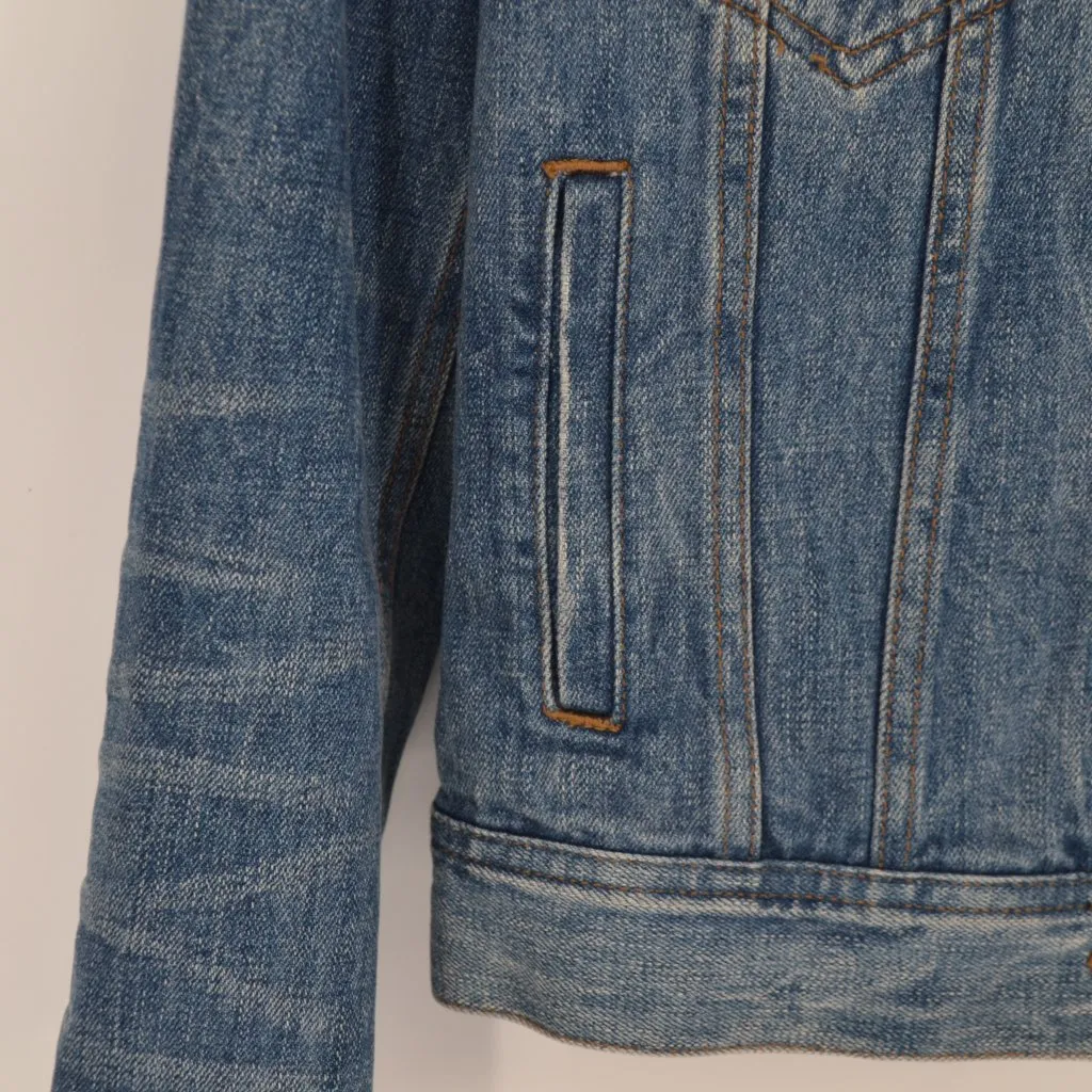 J. Crew Indigo Classic Denim Trucker Jacket Dark Wash Jean Blue Women's XS - Image 4