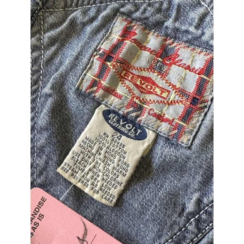 Revolt Clothing Co‎ Women's Denim Bib Overalls Size 24 Cotton Y2K 90's Punk VTG Blue - Image 3