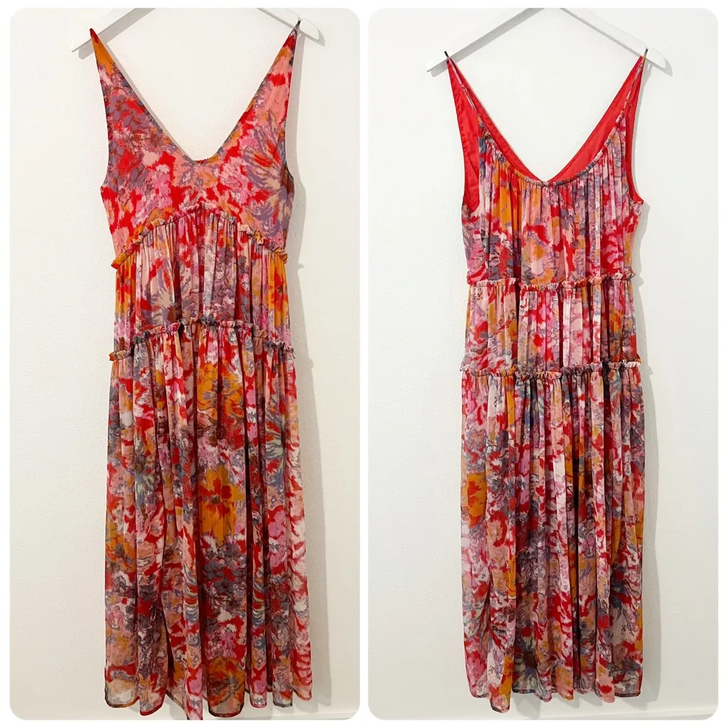 Free People Julianna Maxi Dress Red Cherry Floral XS - Image 3