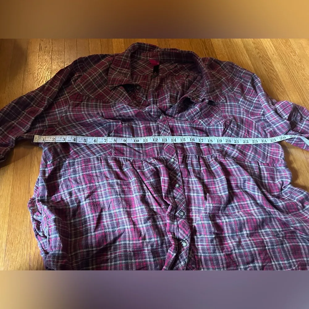 Pink Plaid Xhiliration Snap Flannel, Size 4X - Image 4