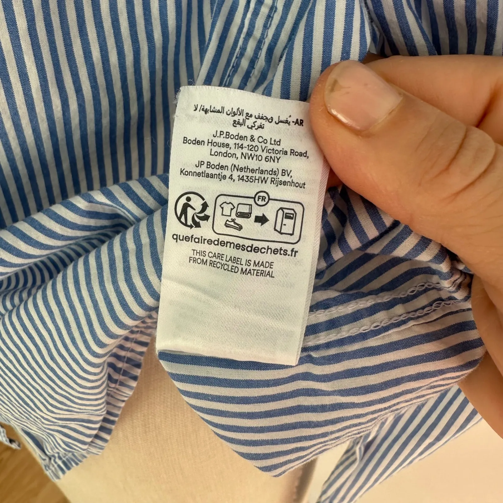 BODEN Blue Sienna White Stripe Button Up Shirt Women US 4 Classic Fit Cotton - Image 5