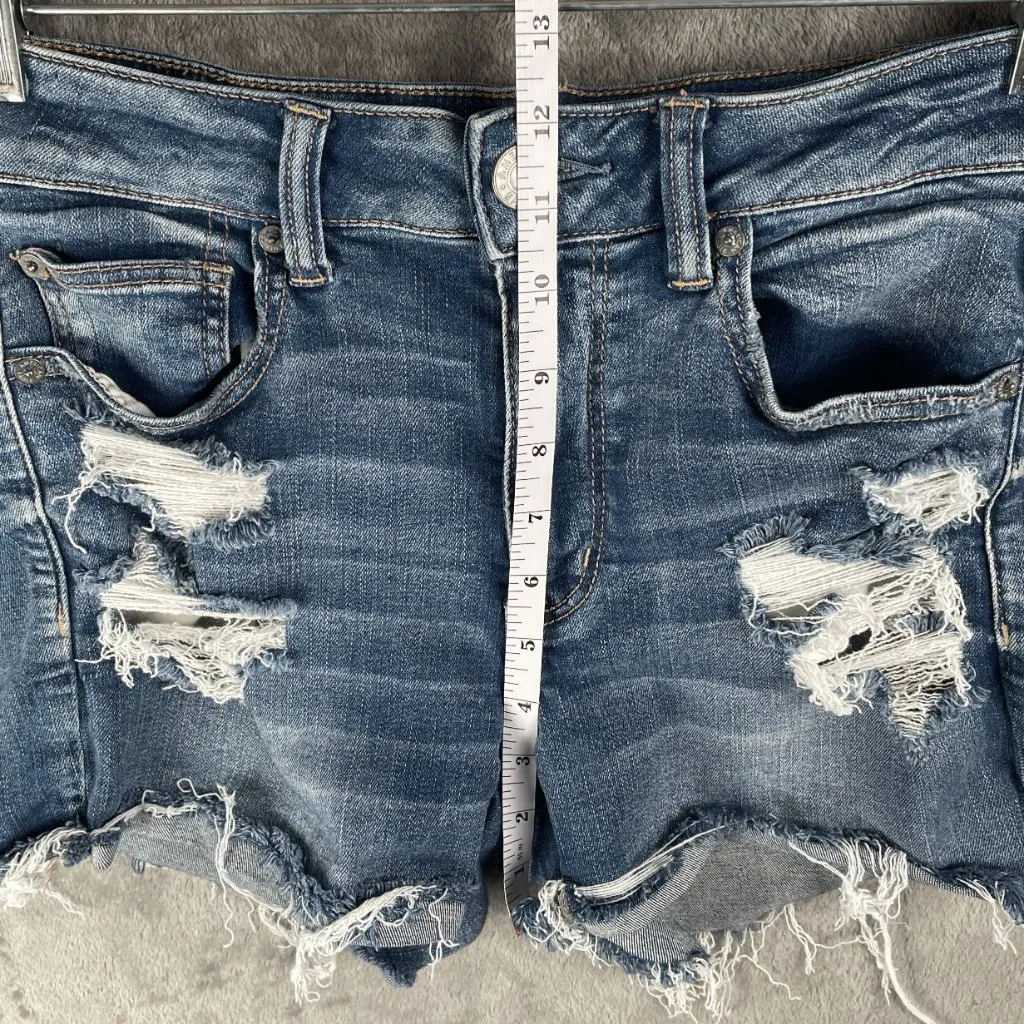 American Eagle Hi-Rise Shortie Women’s 8 Jean Shorts Stretch Distressed Western - Image 5