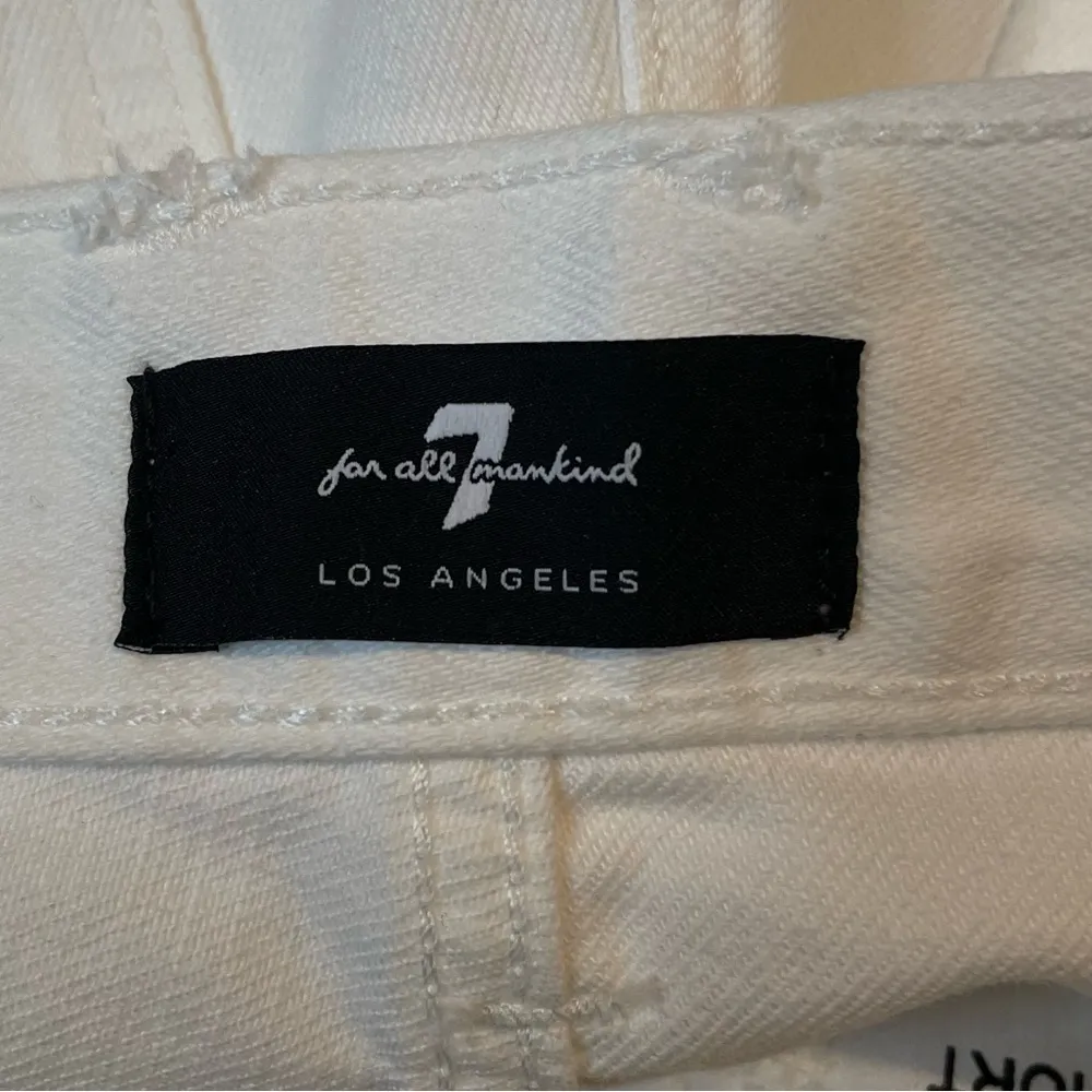 7 For All Mankind Monroe Cut Off Shorts High Rise Shorts White Blue Size 26 - Image 5