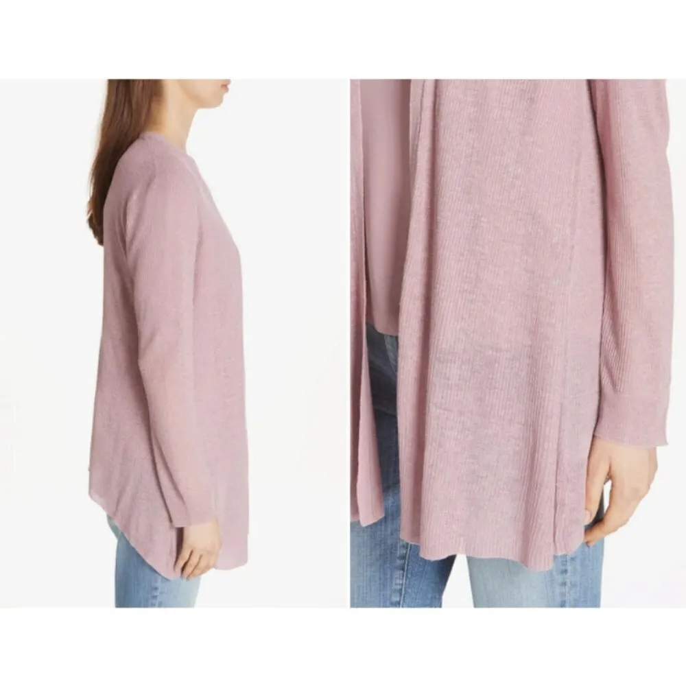 💕EILEEN FISHER💕 Long Organic Linen Blend Cardigan ~ Rust Orange Medium - Image 11