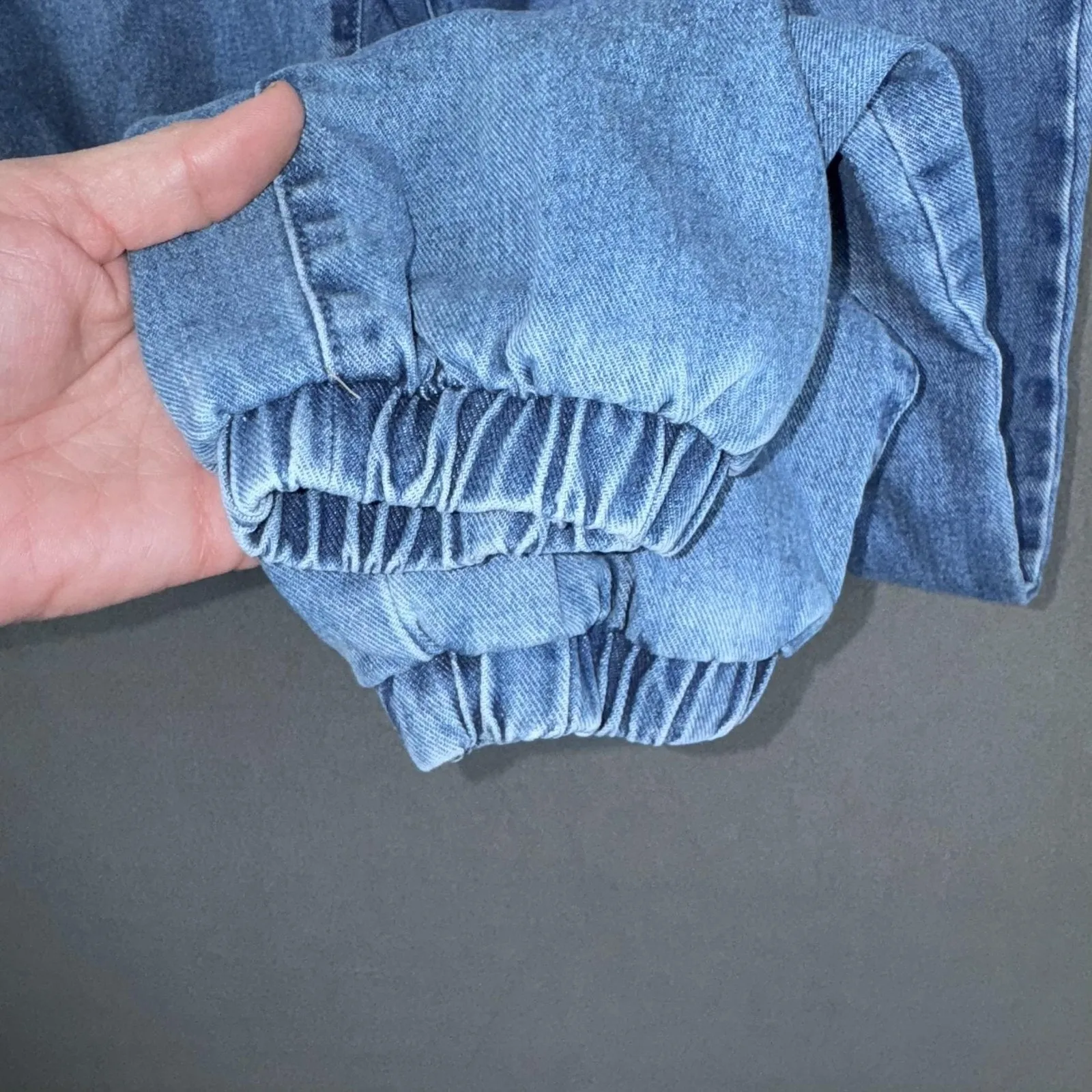 Missguided Jeans Womens 10 Blue High Rise Pleated Tapered Jogger Elastic Cuff - Image 3