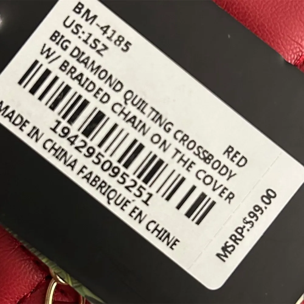 BADGLEY MISCHKA Quilted Crossbody braided chain Red Large - Image 3