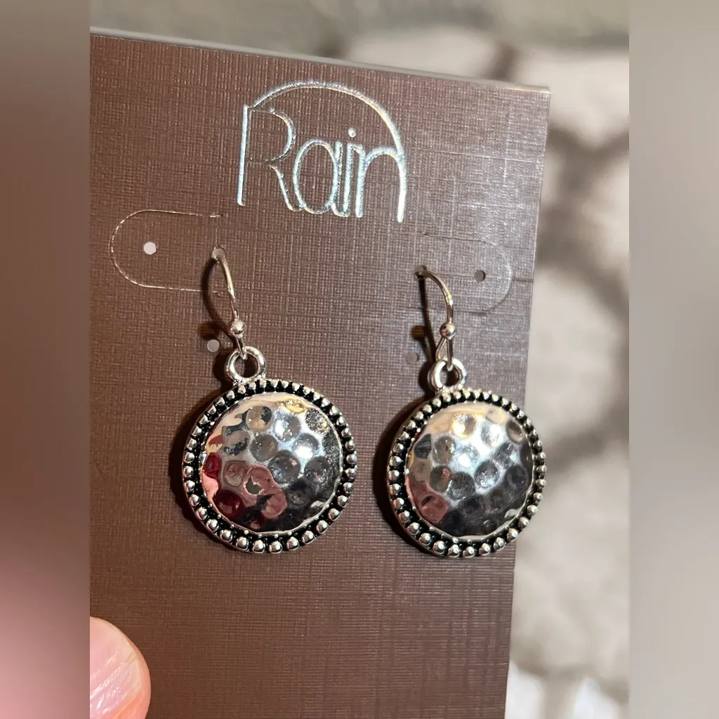 Rain Silver Hammered Dangle Earrings - Image 3