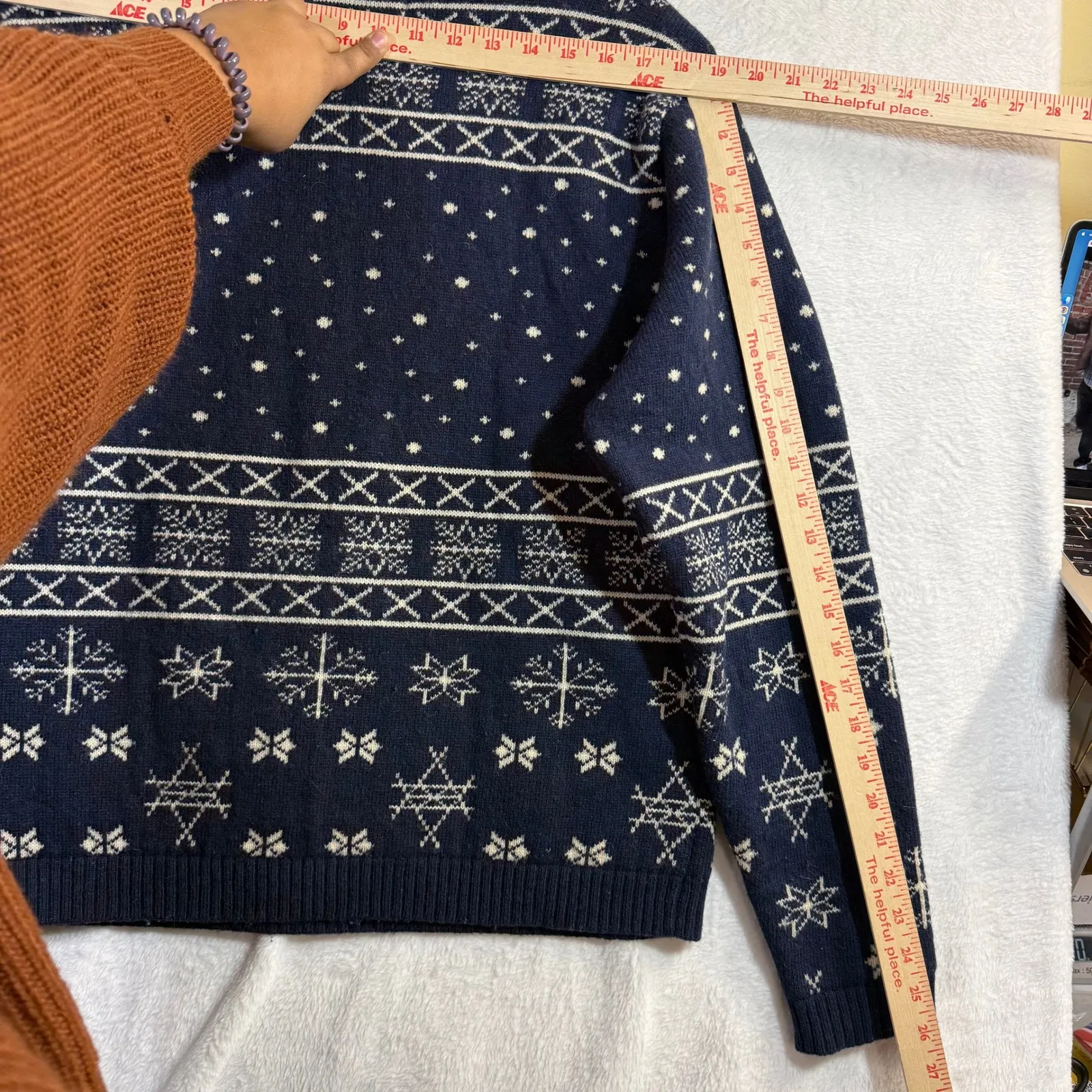 Vintage Disney S Wool Sweater Mickey Goofy Daffy Fair Isle Holiday Nordic Winter Blue - Image 6