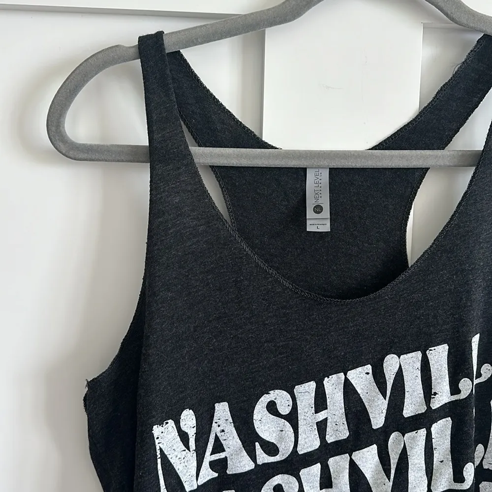 Nashville Tennessee L Slouchy Racerback Muscle Tank Charcoal Gray Vintage Wash - Image 3