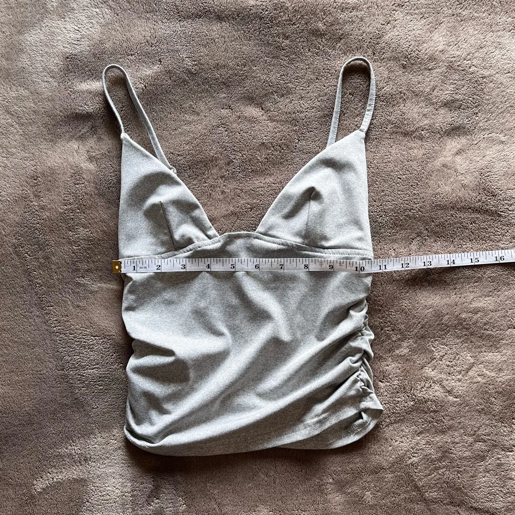 Gray Bodycon Ruched Sides Women’s Tank Top Sz Small EUC - Image 5