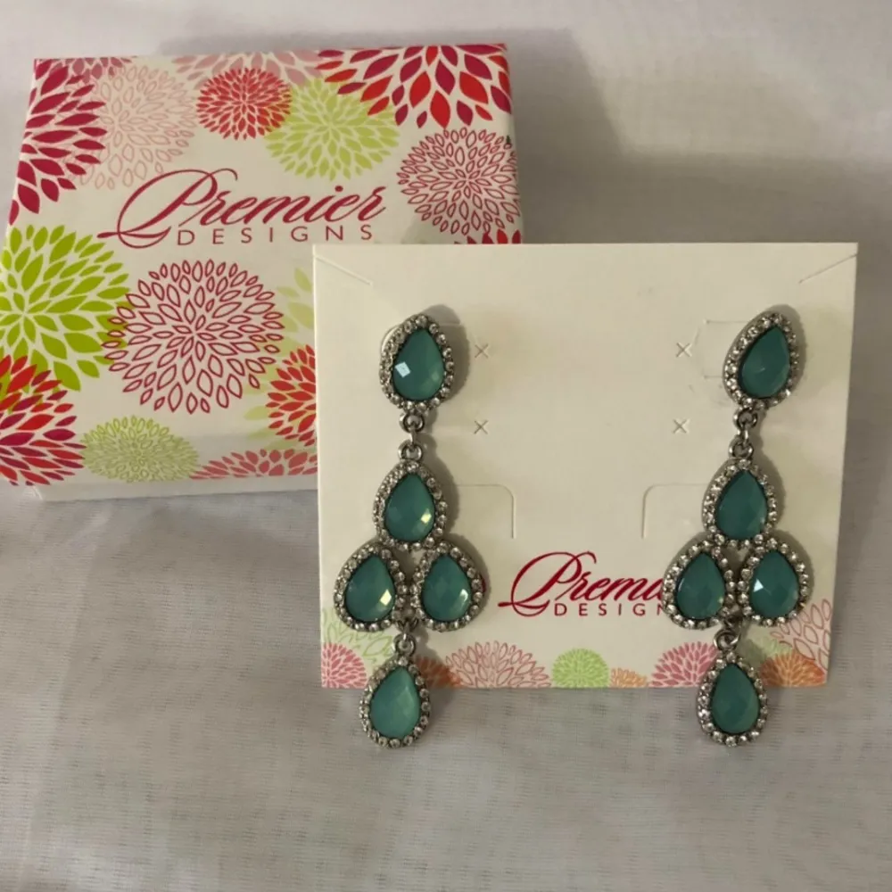 Green Chandelier Earrings - Image 2
