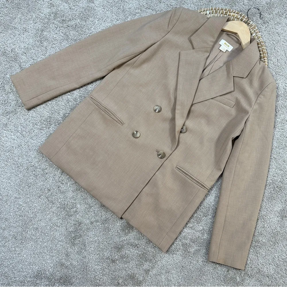 Maeve by Anthropologie Double Breasted Blazer Jacket Minimalist in Beige Size 2 - Image 4
