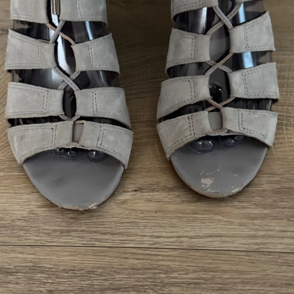 Donald Pliner Sandals Jeisa Lace Up Gladiator Snakeskin Heels Open Toe Shoes 7.5 Gray - Image 5