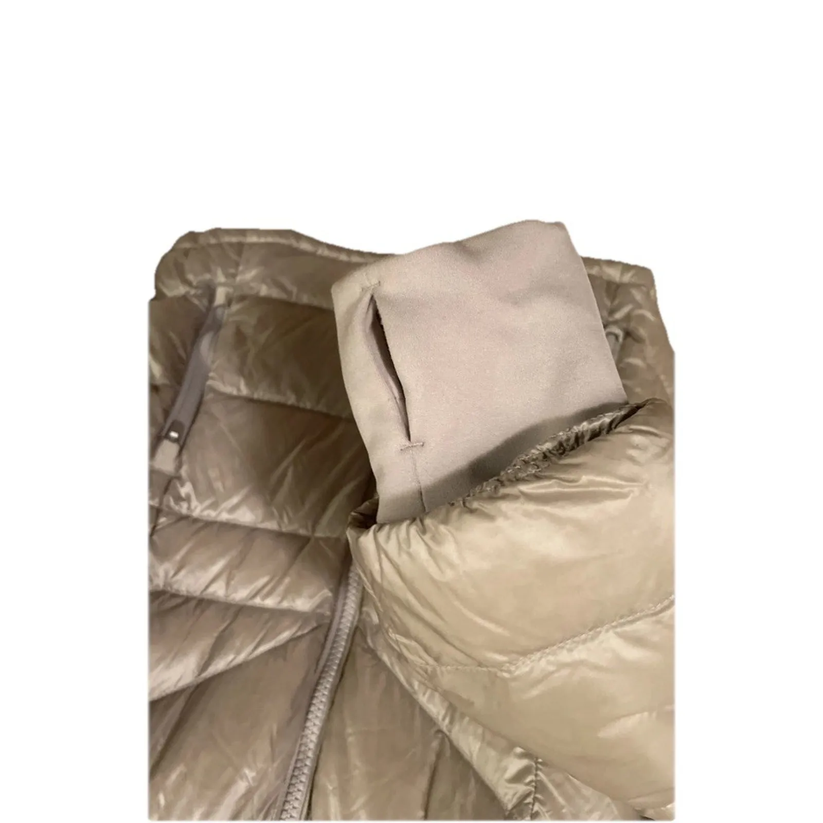 Athleta Banner Peak Down Jacket in a beige Size M cinching details at the waist - Image 6