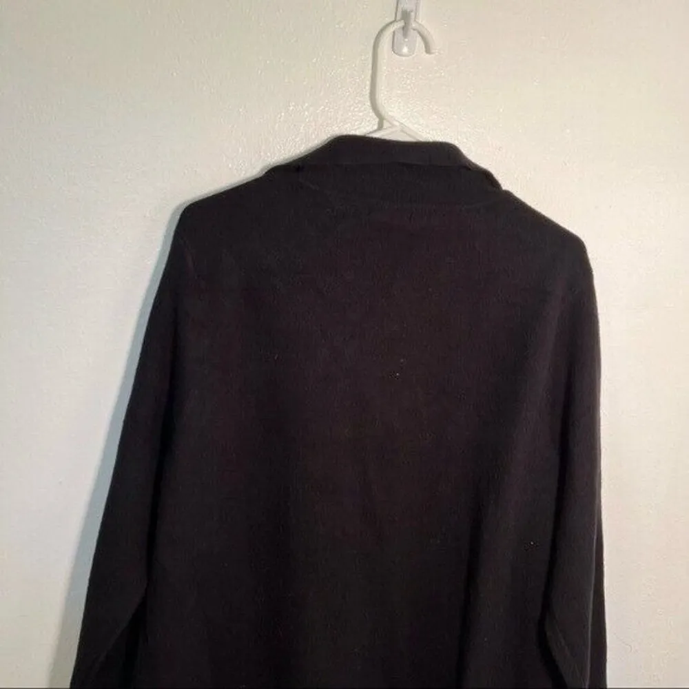 Venus Fringe Detail Duster Cardigan Black Faux Leather Pockets - Image 9