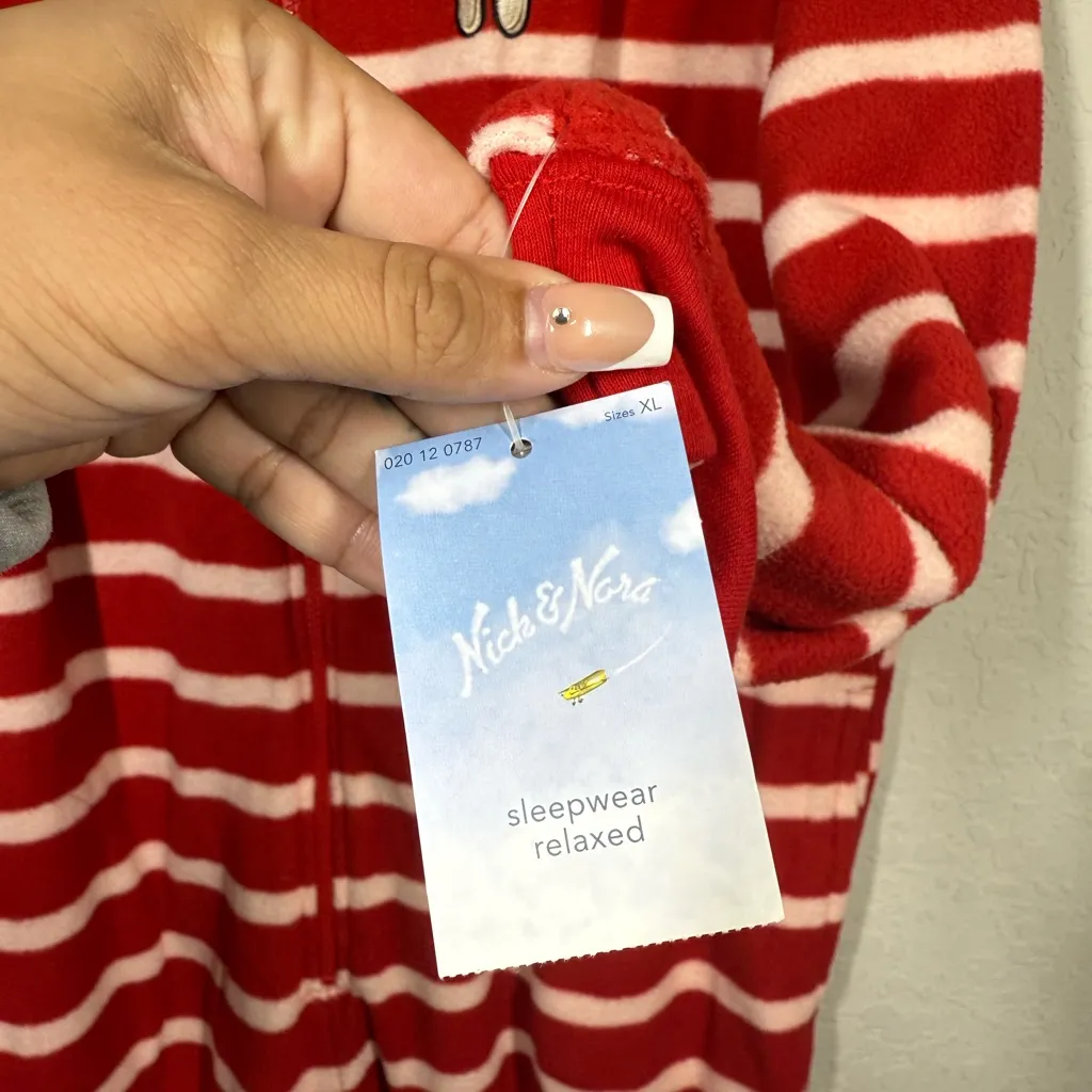 NWT Nick & Nora Footie Red Stripe Sock Monkey PJ - Image 6