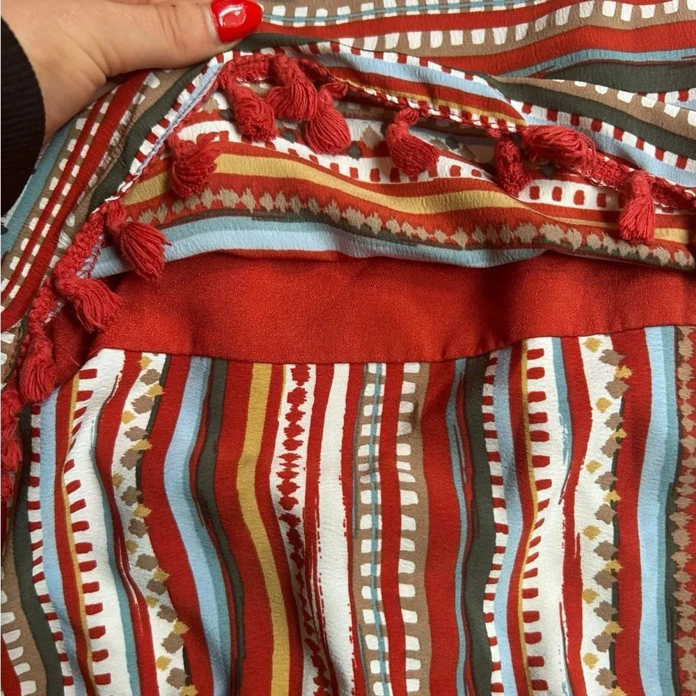 Evereve Sunday in Brooklyn Desert Stripe Tiered Tassel Tank Top S Anthropologie - Image 9