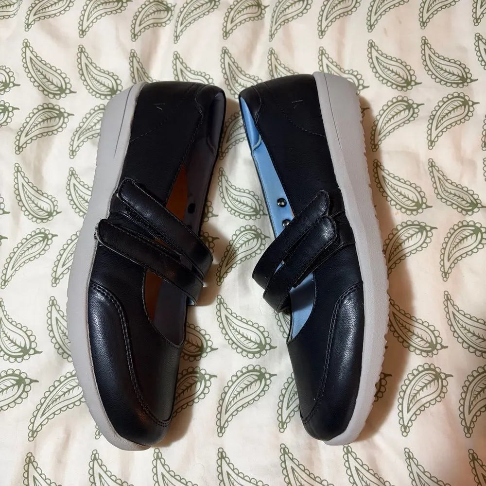 Vionic Double Strap Cala Black Leather Mary Jane Wedge Shoes 7.5 - Image 6