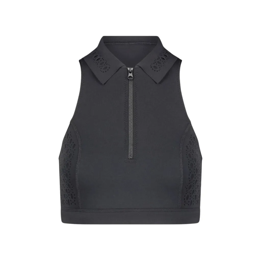 New Gigi C Briar Zip Up Sports Bra Crop Top Tank Black L Size L - Image 6