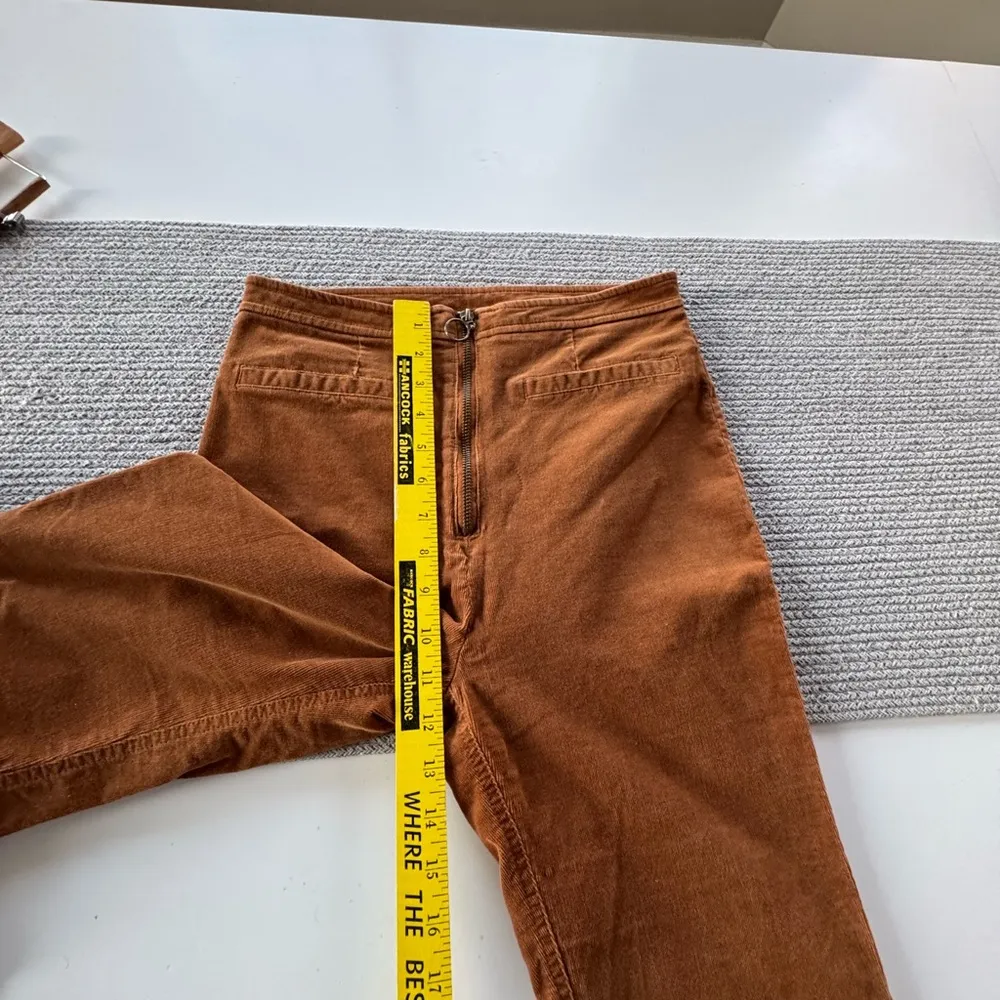Forever 21 Tan Brown Zip Front Micro Corduroy 70’s Flare Leg Bell Bottom Pants M - Image 9