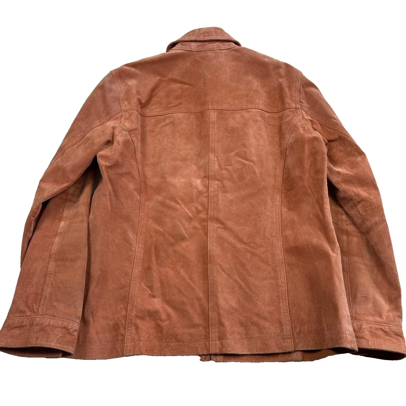 Chico's Women's Suede Leather Jacket Zip Front Size Small Fitted Western Peachy - Image 8