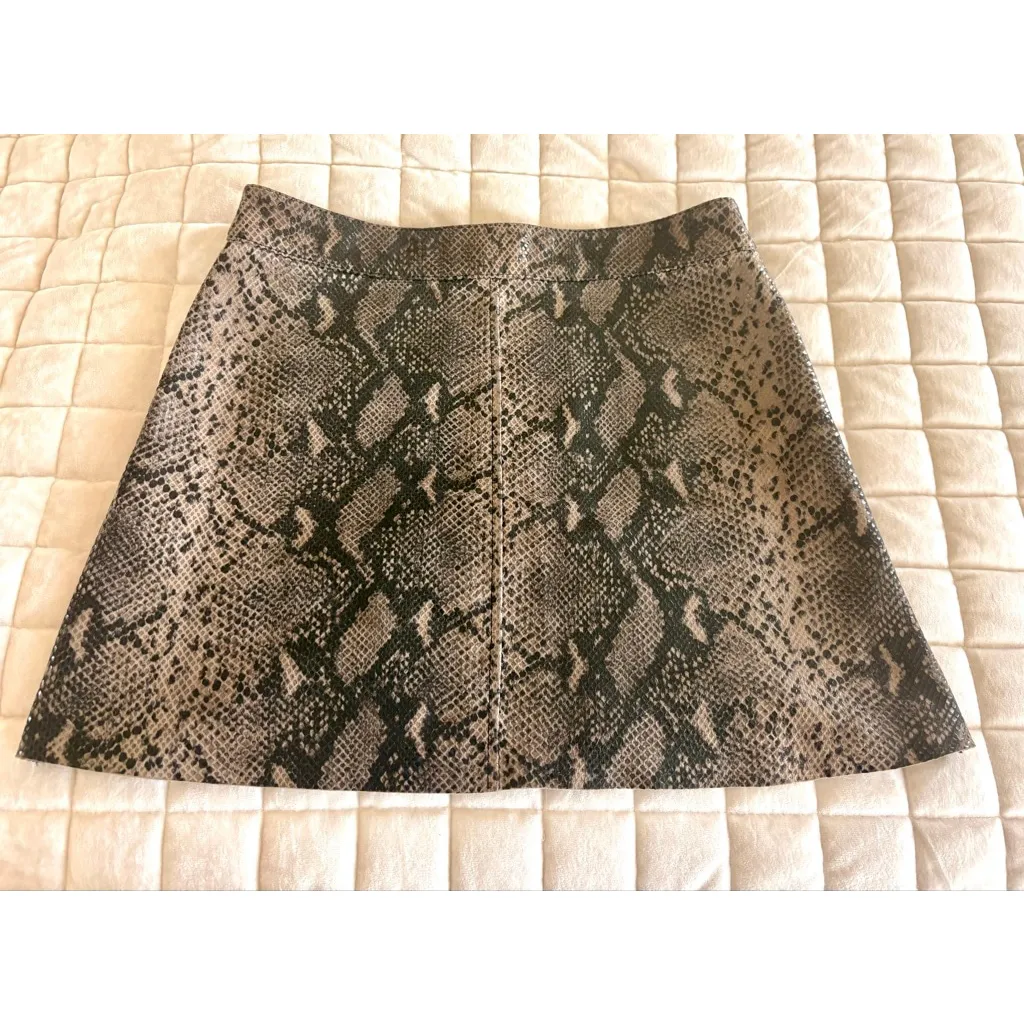 Allsaints Womens Skirt US 2 Leather Snakeskin Animal Print Lena Oba Zipper - Image 7