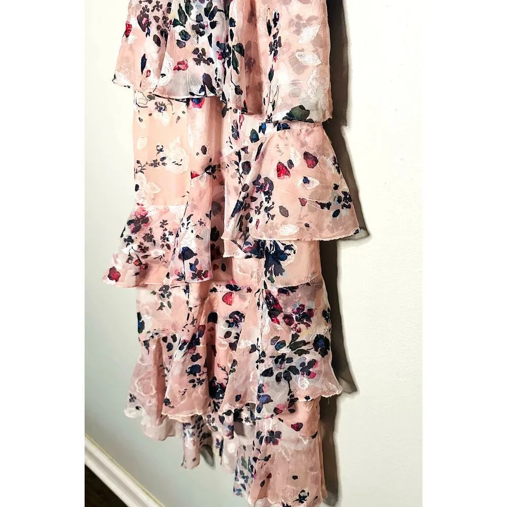 Marchesa Notte Floral Print Burnout Chiffon V - Image 5