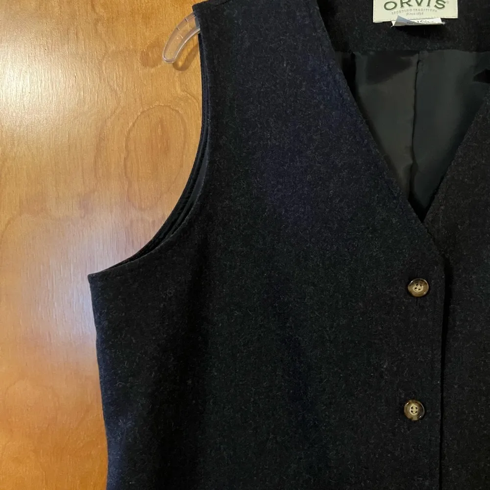 Orvis Jumper Shift Dress 100% Carded Wool Charcoal Gray Sleeveless Petite 12 - Image 7