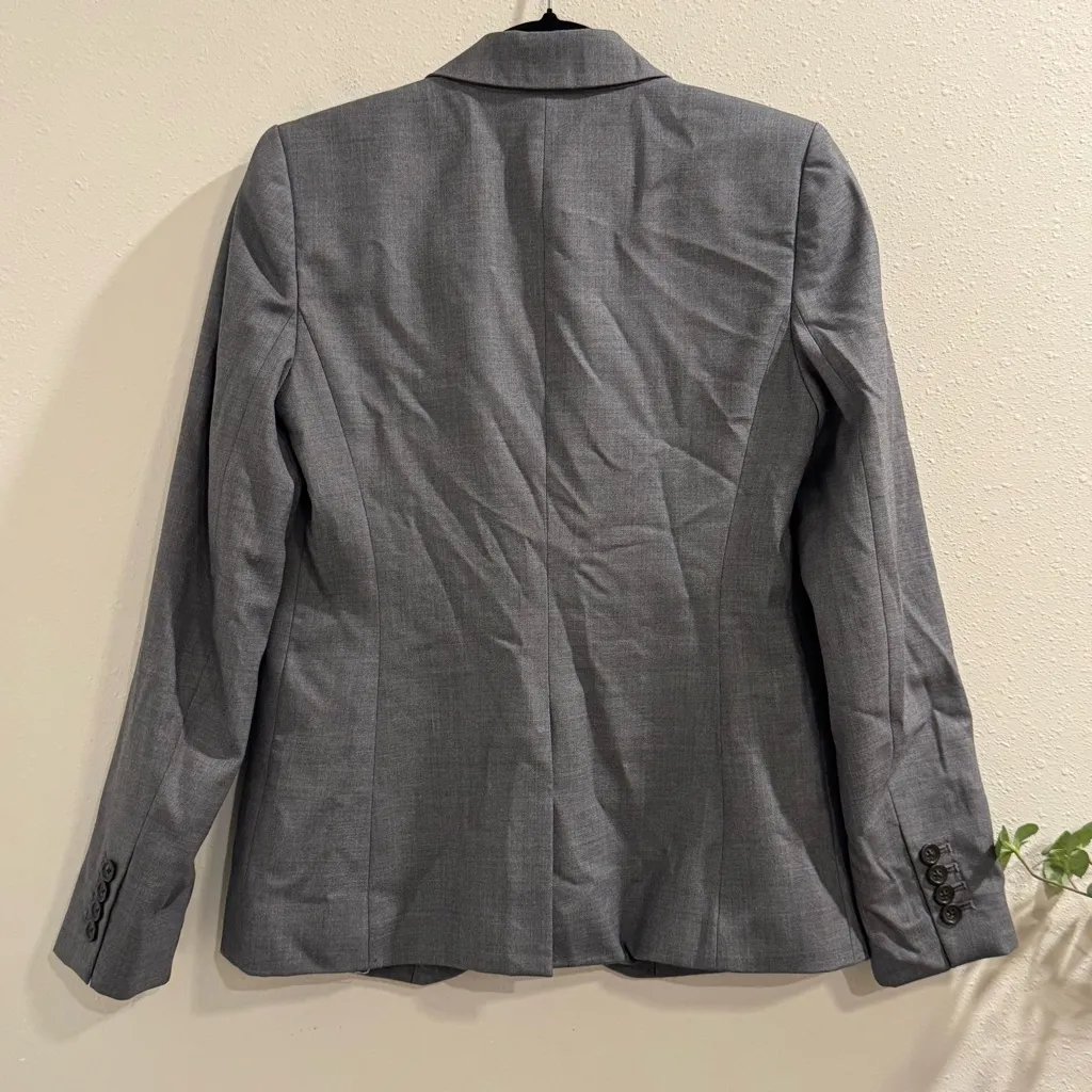 J. CREW Women’s 4 Gray Super 120’s Wool Single Button Campbell Blazer Career - Image 2